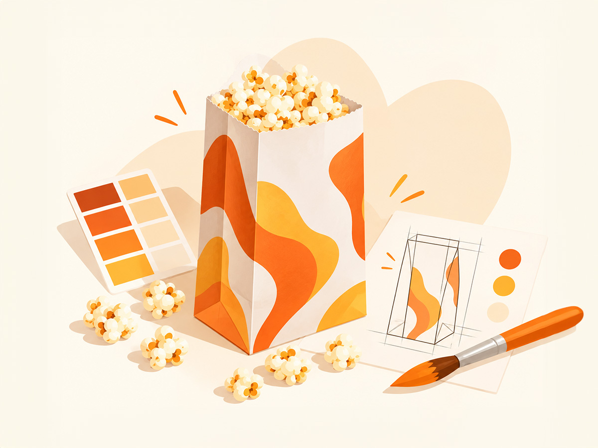 Ontwerp voor een blokbodemzak voor popcorn