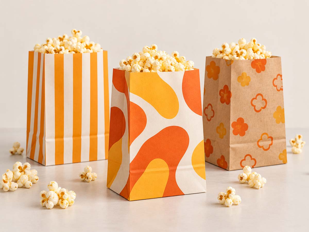Blokbodemzak voor popcorn van circa 650 ml