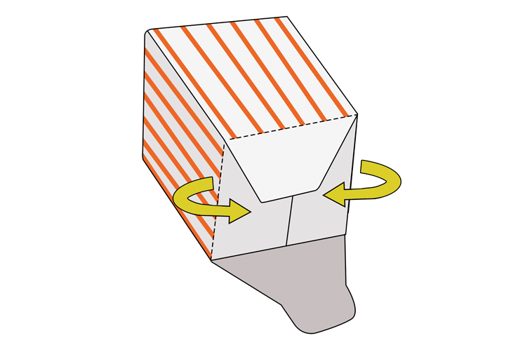 Popcornbakje met vouwbodem, voorbeeld 3