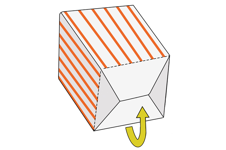 Popcornbakje met vouwbodem, voorbeeld 4