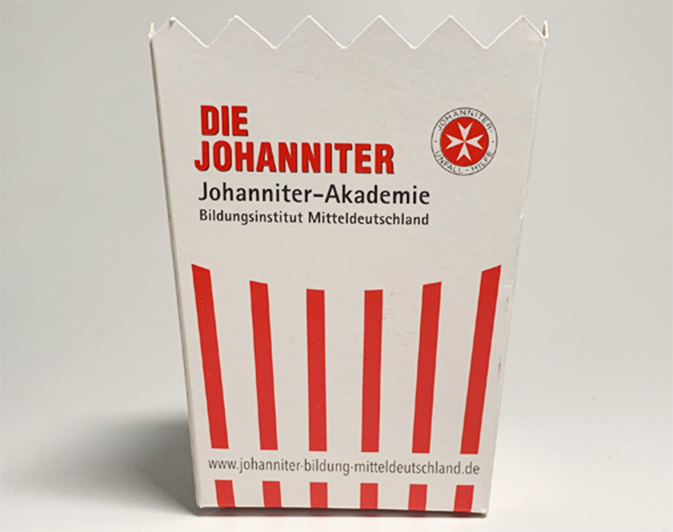 Bedrukking op een popcornverpakking